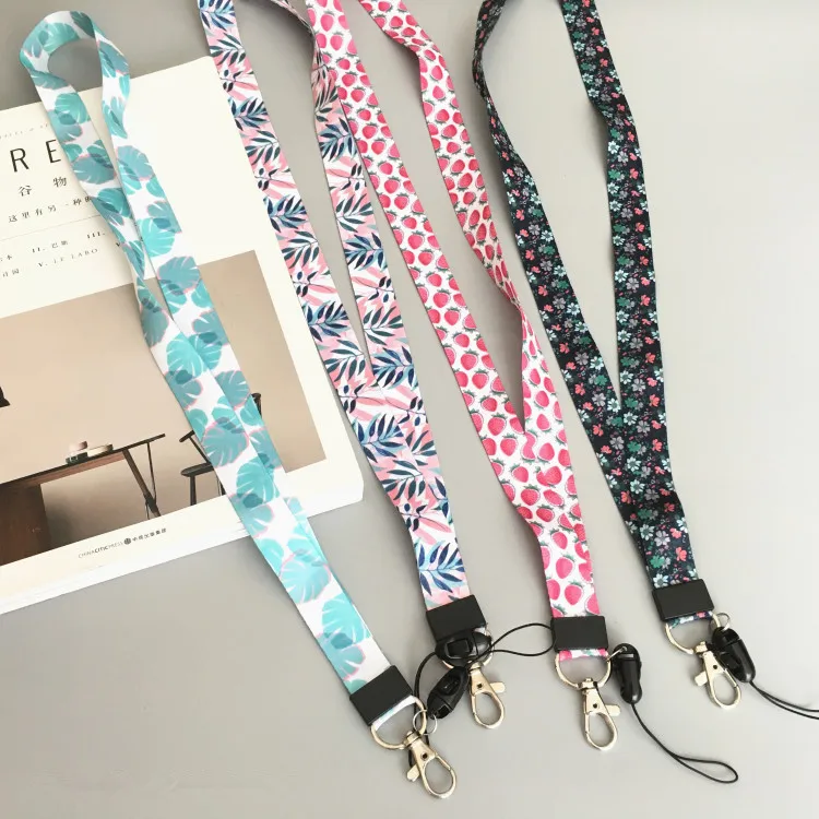 

Small Fresh Leaves Neck Strap Lanyards for keys ID Card Gym Mobile Phone Straps USB badge holder DIY Hang Rope Lanyard