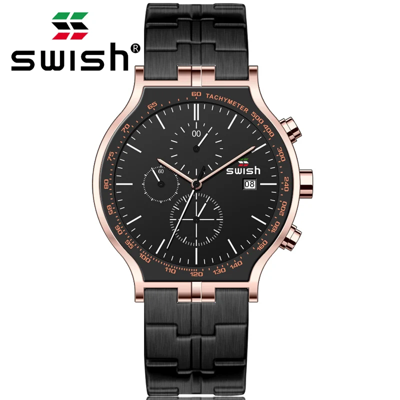 

SWISH Watch Men Fashion Sport Quartz Clock Mens Watches Top Brand Luxury Full Steel Business Waterproof Watch