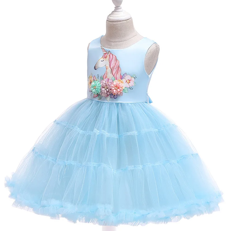 New Arrivals Girls Unicorn Dress Children Rainbow Princess Birthday Party Christmas Carnival Dress Kids Wedding Dresses Costume (7)