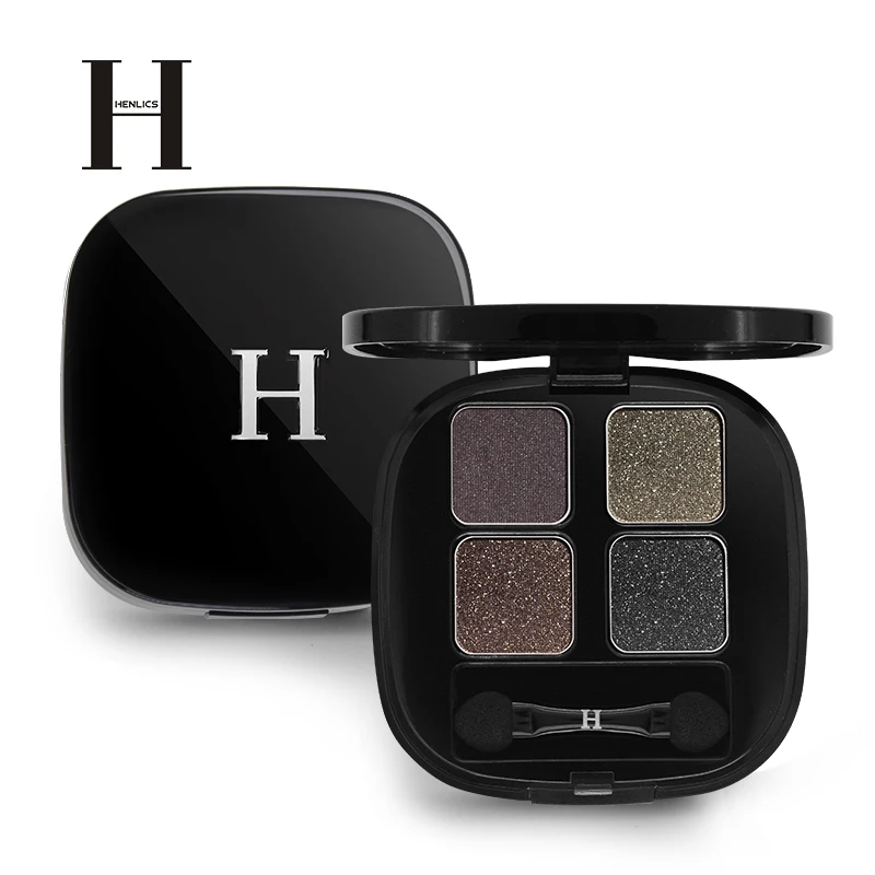 HENLICS Bright Shining Eyeshadow Palette with Eyeshadow Brush 4 Colors Per Set Glitter Eye Shadow for Eyes Makeup Cosmetics (9)