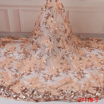 

African Lace Fabric 2019 High Quality Nigerian Lace Fabrics With Sequins Embroidery French Tulle Lace Fabric for wedding 2711b