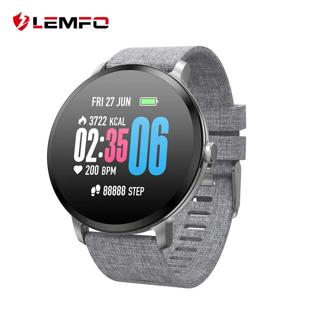Goedkoop LEMFO V11 Smartwatch Mannen 1.3 inch 240*240 Gehard Glas Screen Hartslag Monitoring Weersverwachting Muti sport modi