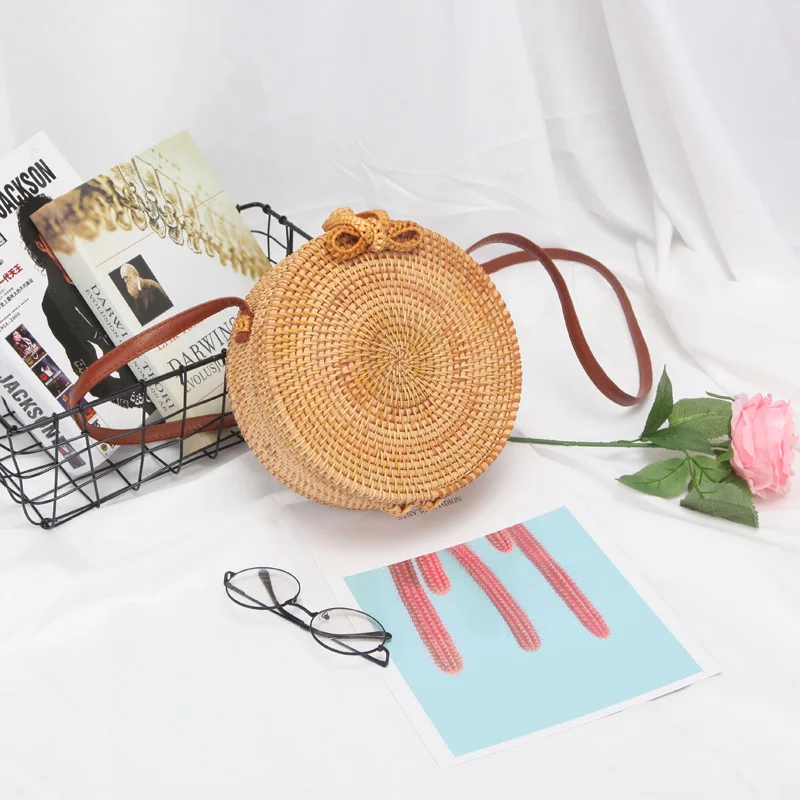 Yogodlns, круглые соломенные сумки, женская летняя сумка из ротанга, ручная работа, тканая пляжная сумка-Кроссбоди, круглая богемная Сумочка, БАЛИЙСКАЯ коробка