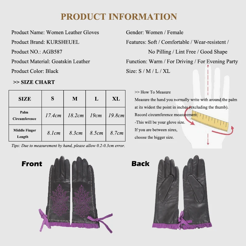 Зимние перчатки из натуральной кожи для женщин, удлиненные наручные ажурные модные вечерние перчатки, женские тонкие черные теплые рукавицы AGB587