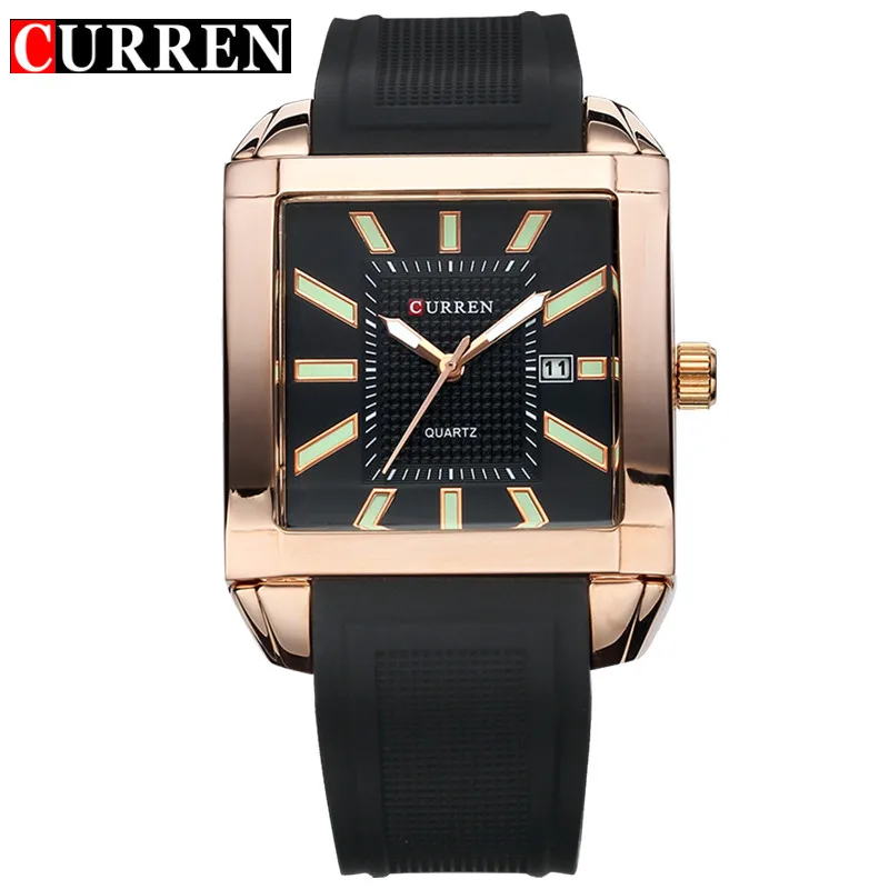 

Relogio Masculino Brand CURREN Men's Sports Watches Men Casual Quartz Watch Auto Date Analog Display Black Rubber Strap Clock