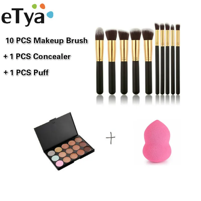 

10PCS High Quality Professional Makeup Brushes Set Tools Make-up Toiletry Kit Make Up Brush Set Case Cosmetic Foundation Brush