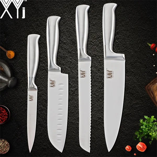 C 4 Pcs Set XYj горячие ножи из нержавеющей стали кухонные ножи легкий вес для очистки овощей утилита Santoku шеф-повара нарезки хлеба кухонные принадлежности Инструменты - Цвет: C 4 Pcs Set