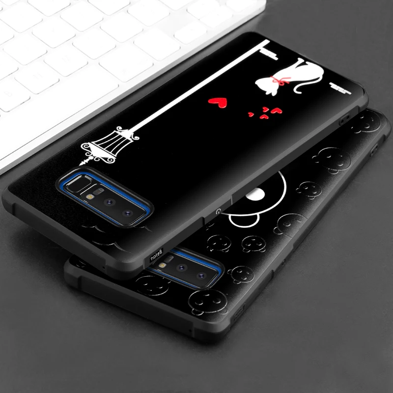 

For Samsung Galaxy Note 8 Case SM-N950F Back Cover Anti-knock Embossed Painted Frosted Silicon Phone Protection Capa Funda