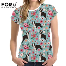 FORUDESIGNS/женская футболка для бега с изображением животных из мультфильма «бультерьер» с принтом Рашгард спортивная одежда быстросохнущие футболки с короткими рукавами