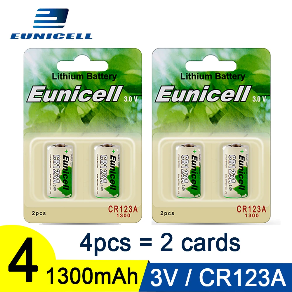 Батарея CR123A CR17345 KL23a VL123A DL123A SF123 16430 4 шт. 3В 1300 мАч для лазерной ручки светодиодный