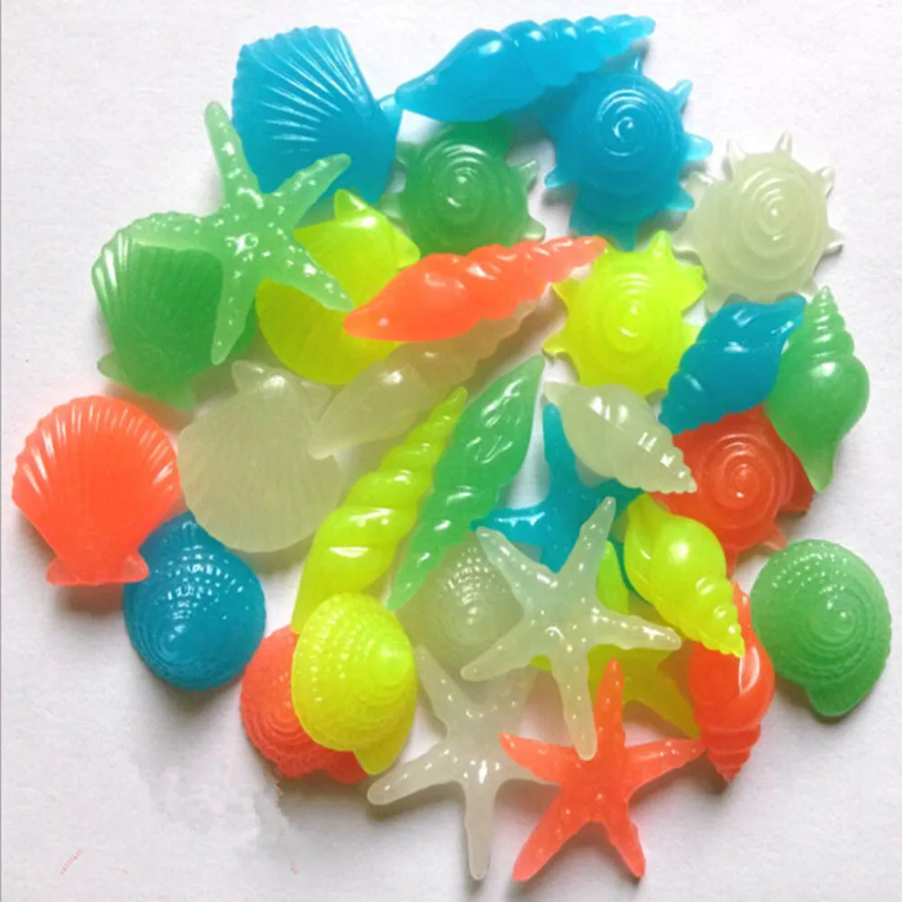 

Color Random Glow in the Dark Luminous Stone Conch Sea Shells Aquarium Fish Tank Decor