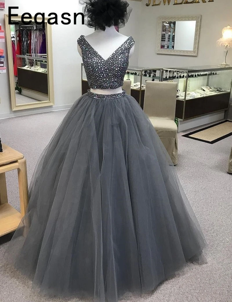 gray long prom dresses