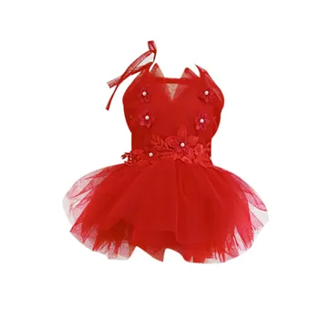 

Transer Dress For Dogs Pink New Fashion Pet Dog Spring And Summer Breathable Openwork Shining Bow Skirt Disfraz Perro 19June6 30