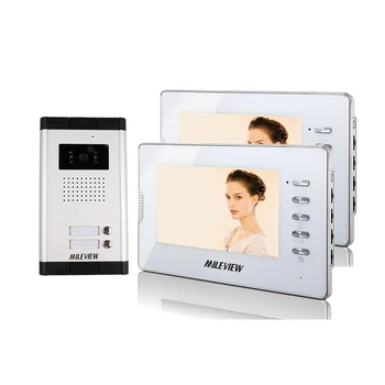 

Brand New Apartment Intercom 7" Color Screen Video Door Phone Intercom System 2 White Monitors for 2 house Family FREE SHIPPING