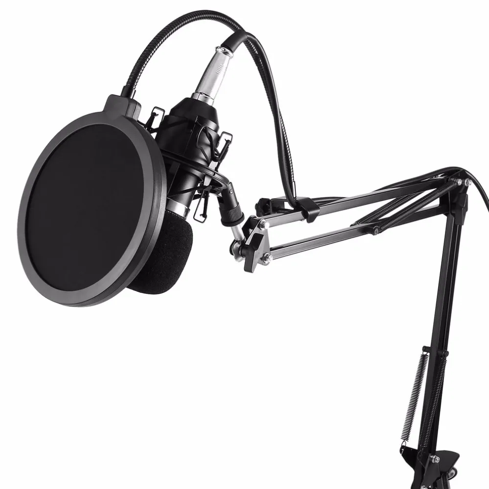 

Professional Studio Microphone Round Head Adjustable Suspension Scissor Arm Stand with Shock Mount and Mounting Clamp Kit