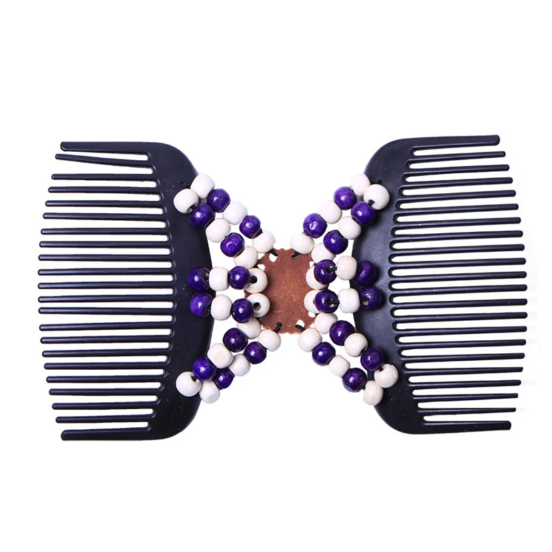

1 Piece Retro Double Beads Hairstyle Magic Comb Clip Beaded Hairpin Stretch Hair Comb Pin Ladies Hair Accessories