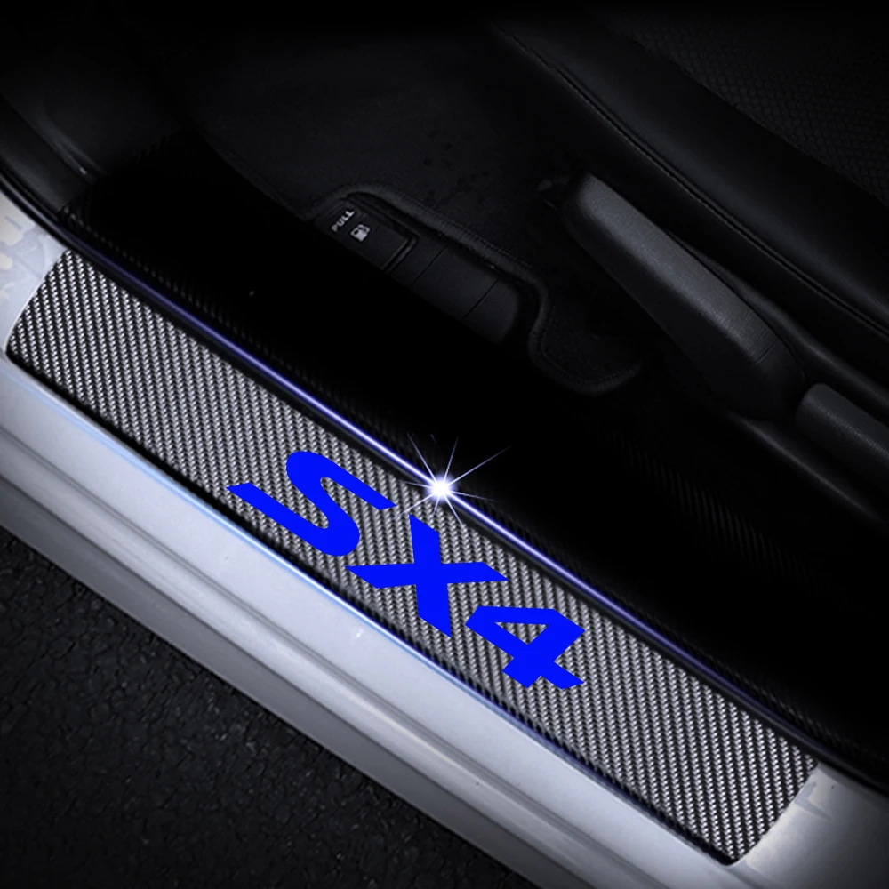 Виниловые наклейки из углеродного волокна 4D для Suzuki SX4, автомобильные пороги, декоративные наклейки на педали, автомобильные аксессуары, 4 шт - Название цвета: Blue