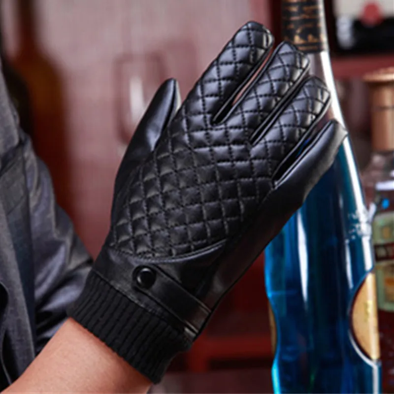 Valpeak 2017 Winter Gloves Male Mens Car Driving Full Finger Black