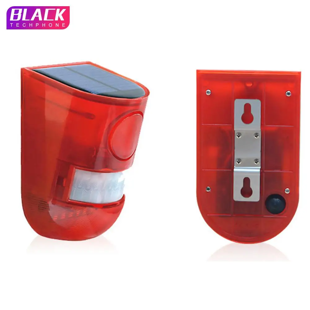 

Solar Burglar Alarm Bell Boxes Human Body Self Defense Induction Sound And Solar Flashing LED Light Alarm