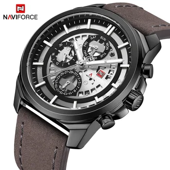 

Men Watches NAVIFORCE Top Brand Men Casual Leather Date Quartz Watch Men's Week Army Military Sport Wristwatch Relogio Masculino