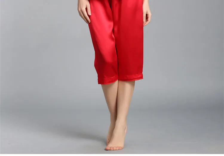 Брендовые высококачественные женские пижамные комплекты из натурального шелка, сексуальные кружевные пижамы с коротким рукавом, двухсекционные шелковые пижамы тутового цвета, домашняя одежда