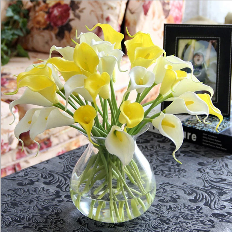 

10pcs Simulation Calla Lily Artificial Flower PU Real Home Decoration Flowers Wedding Party Mother's Day Bouquet Flowers