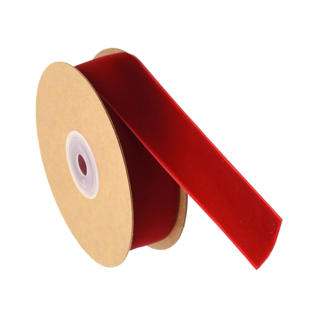 2 Rolls /pack 20yds Lace Trim Sewing Crafts Velvet Ribbons 1cm For Clothes Shoes Bags Ornaments Gift Wrapping  Black + Red
