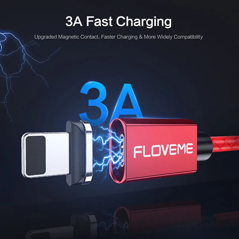 FDBRO LED المغناطيسي كابل الشاحن المصغّر Usb نوع C USB-C كابل 1 m 3A قصيرة Usb شحن الكابلات المغناطيس شاحن نقل البيانات سلك