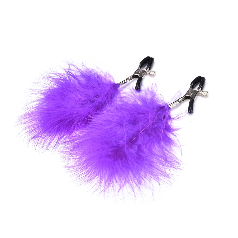 Feather Nipple Clamps For Men Female Breast Plume Clitoris Clip Shaking Stimulate Milk Massage Night Lover Game Toys Multicolor