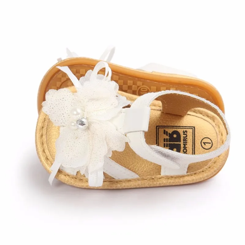 Классные детские сандалии; туфли; нескользящие босоножки из искусственной кожи с цветочным рисунком для малышей; белые сандалии