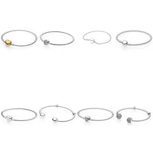 8 стилей, браслеты из стерлингового серебра 925 пробы, очаровательные браслеты с пряжкой в виде сердца, браслеты для женщин, подходят для самостоятельного изготовления бусин