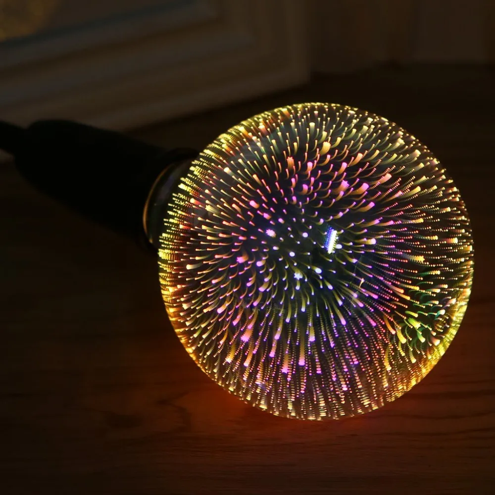 LED E27 G95 3D фейерверк Эдисон лампа 5 Вт 110 В 220 новинка RGB звезда снежинка лампада