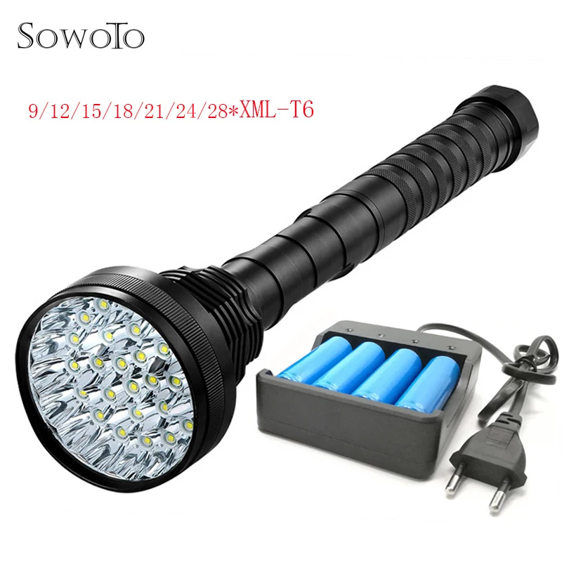 

28*XML-T6 Flashlight 55000Lm Powerful Waterproof Rechargeable LED Tactical Flashlight Camping Torch Flash Lamp Light for 18650