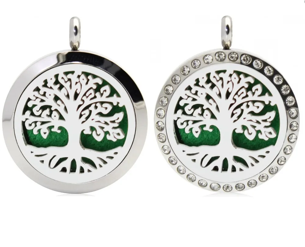 

Tree of life diffuser locket pendant with 10 pads Perfume locket 25mm Stainless Steel pendant Fit necklace & keychain no chain