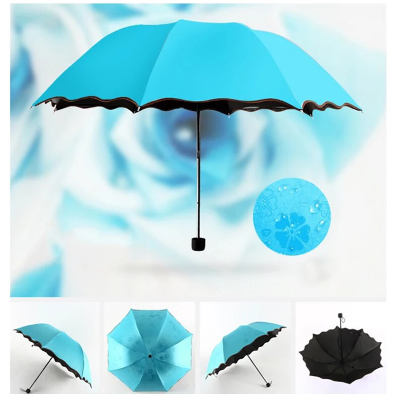 

Folding Umbrellas For Women Windproof Sunscreen Magic Flower Dome Ultraviolet-proof Parasol Sun Rain Umbrella Rain Gear