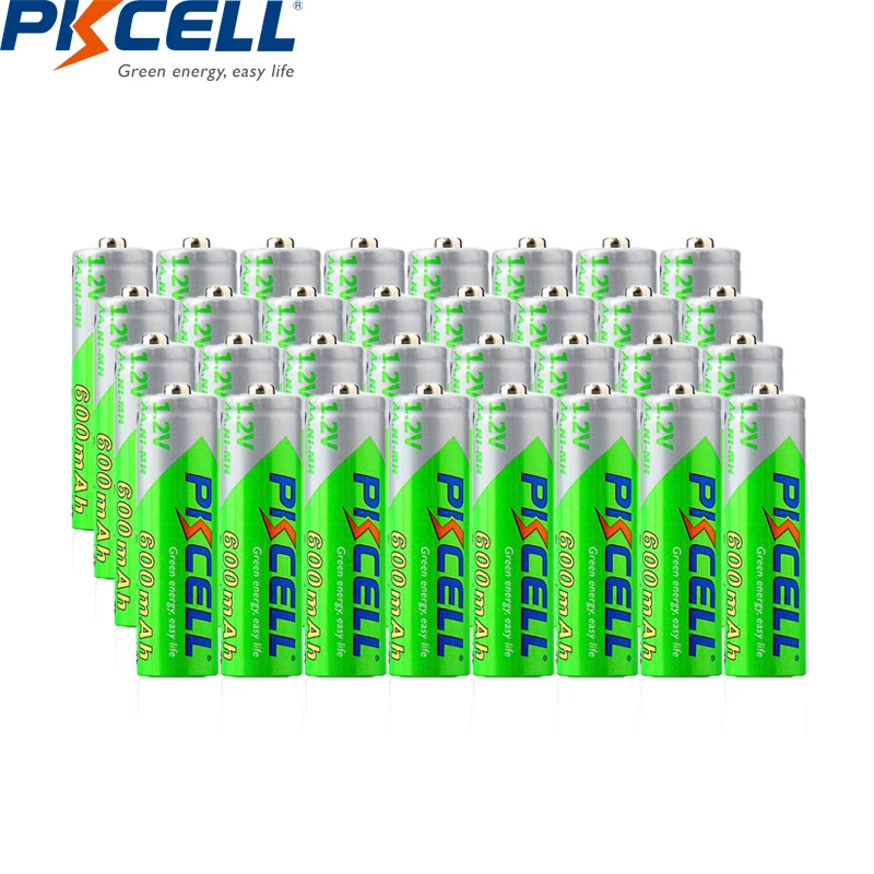 Батарейки PKCELL AA 32 шт. 600 мАч NIMH аккумулятор 1 2 в перезаряжаемая батарея с низким