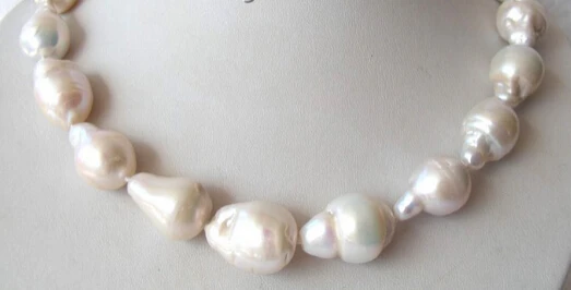 

FREE SHIPPING>>>@@ > N3136 huge 25mm white SOUTH Reborn keshi pearls necklace