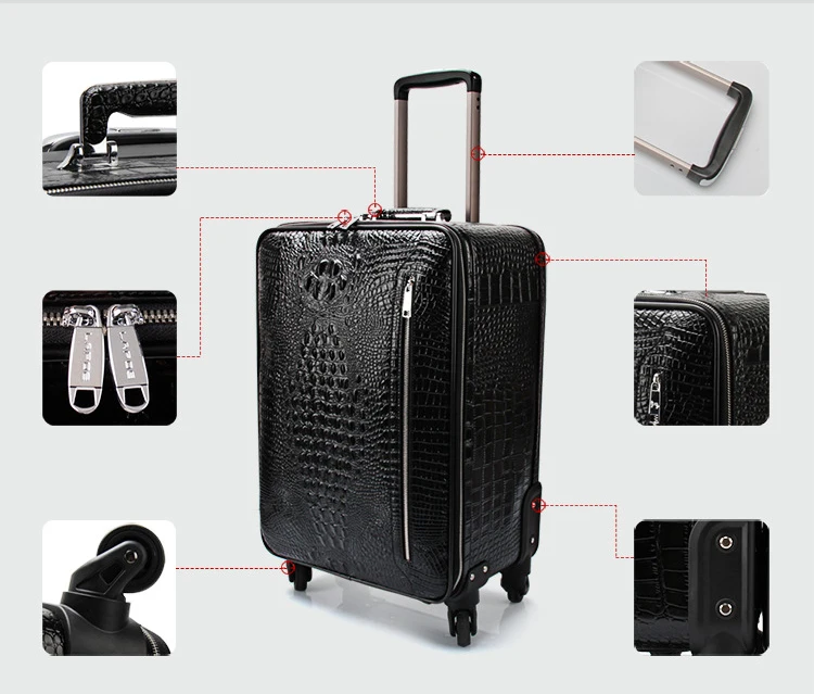 Bagagem de couro genuíno Sacos De Viagem Sobre Rodas
