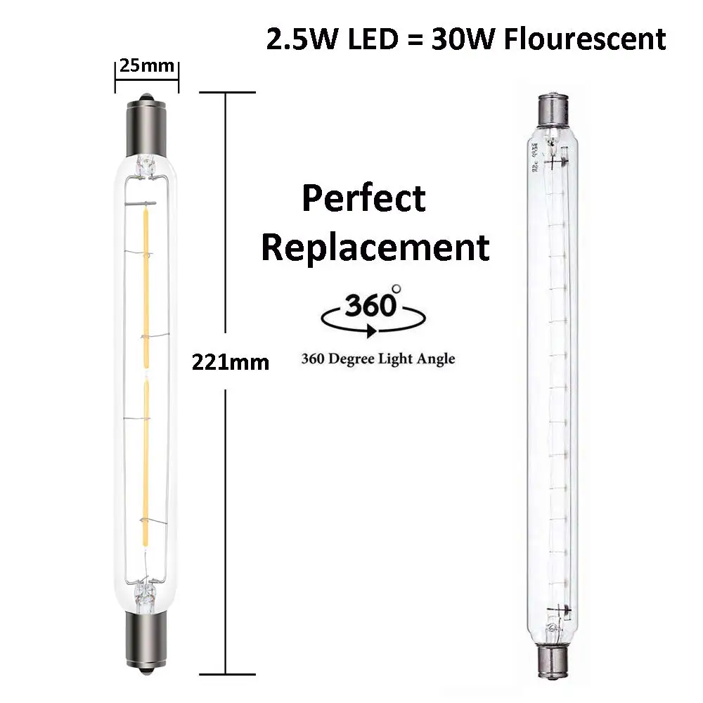 Bonlux 4W S15s LED Light Bulbs 284mm Cool White 6000K 60W S15 Bulb Replacement 