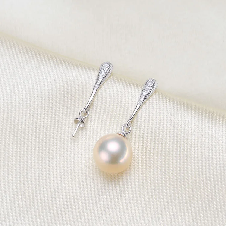 

S925 Sterling Silver Classic Drop Earrings Settings Women DIY Pearl Earrings Components Silver&Gold Color 3Pairs/Lot