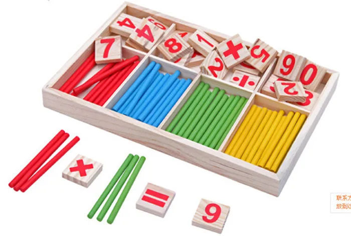 

1Set Colours Educational Toy Learning Math Toys Spindles Wooden Counting Game Mathematics Material Toy Hot Sale JK871517
