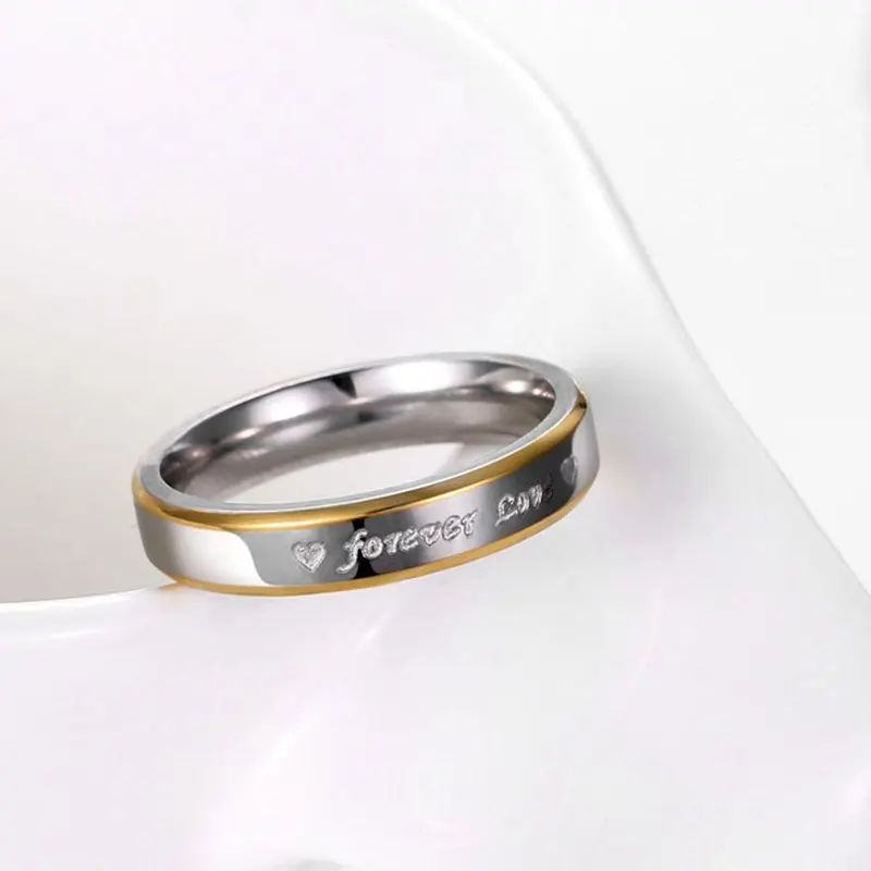 Couple Rings Couple Rings Forever Love Band Ring For Valentine Wedding Titanium Stainless Steel Custom engraving name