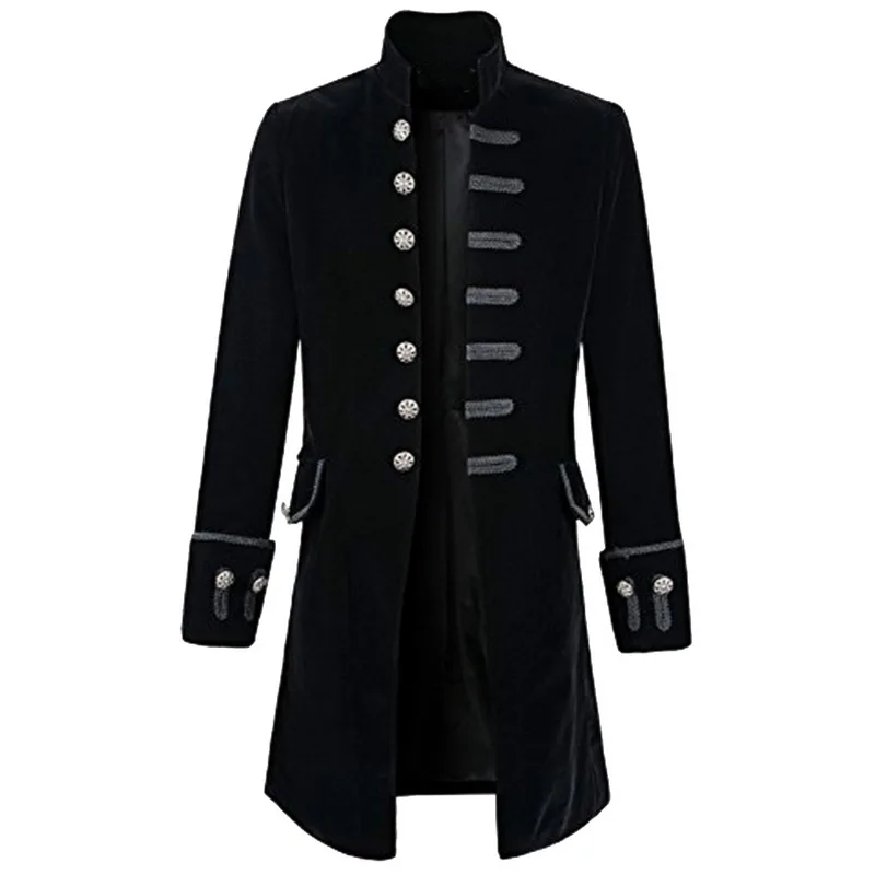 SHUJIN Male Tuxedo Suit Wedding Suit Fashion Slim Vintage Dress Blazers Solid Long Gothic Jackets Party Plus Size - Цвет: Black