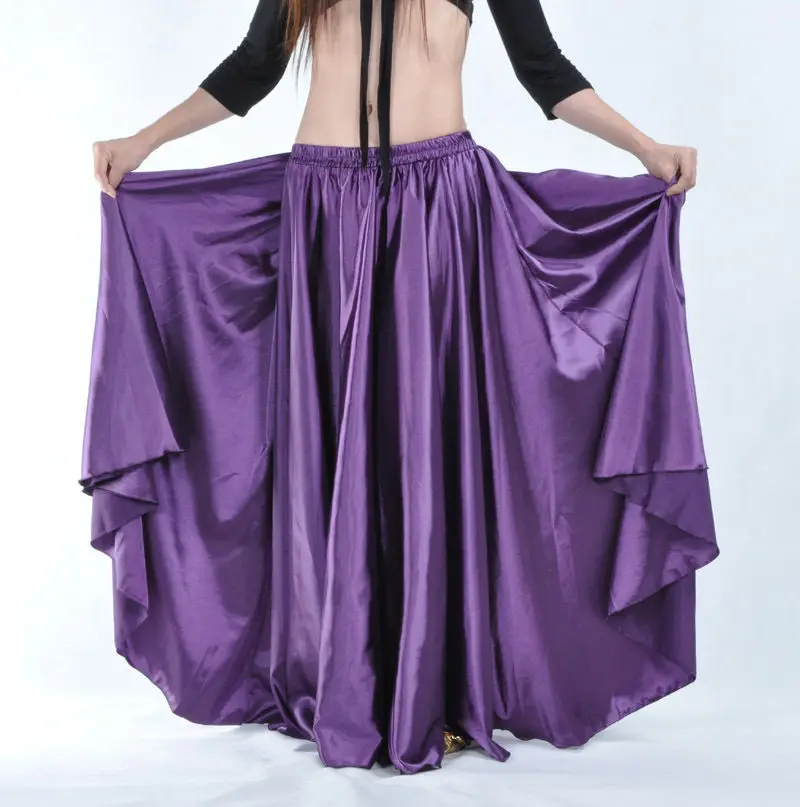 Новые костюмы танец живота Атлас длинная юбка Full Circle качели юбки платье 14 Цвет