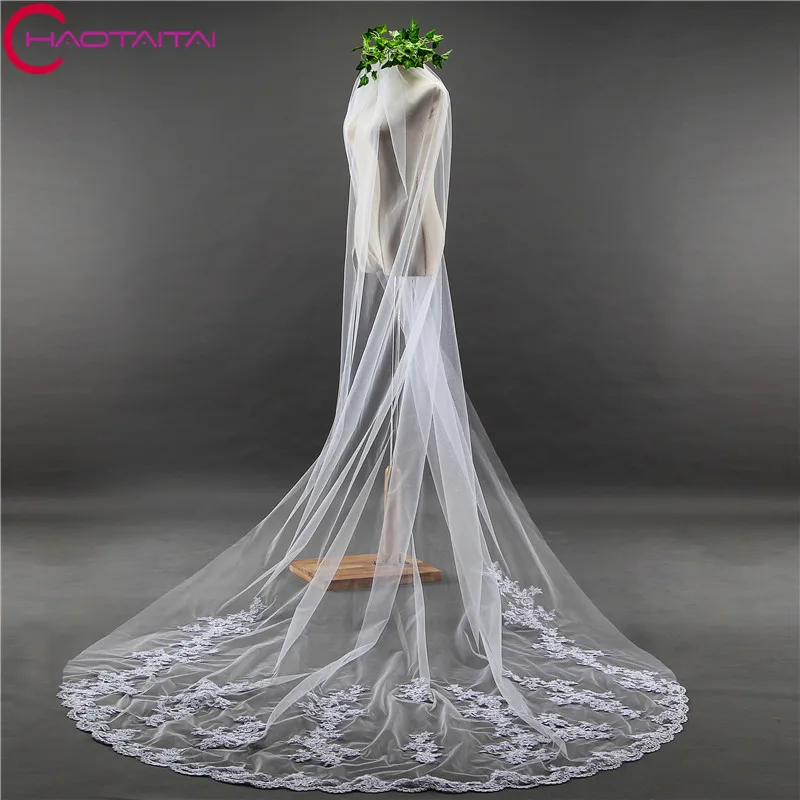 2018 Hot Sale Long Veils For Weddings 3 Meters Long Lace Embellished
