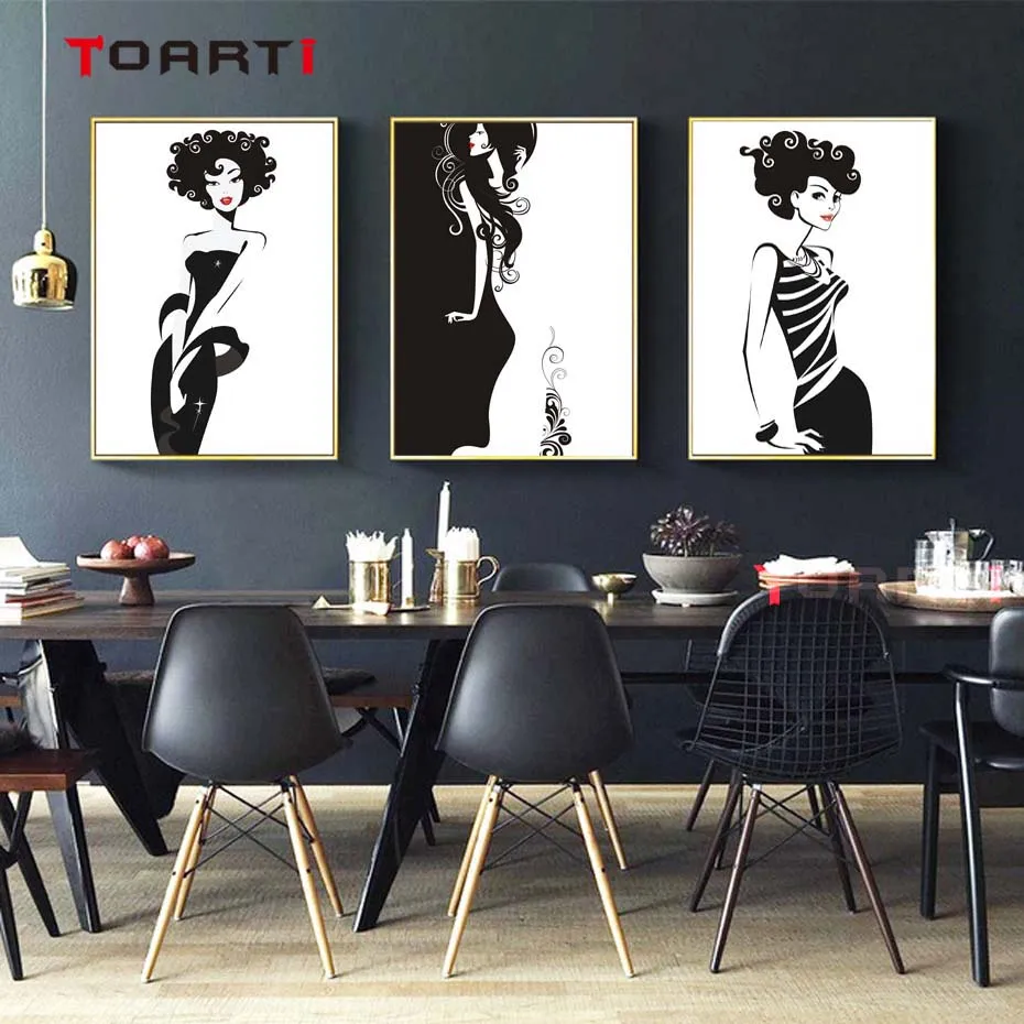 Modern Woman Fashion Show Sketch Wall Art Scandinavia Black&White Canvas Painting Vintage Poster&Prints Bedroom Decoration Mural (5)