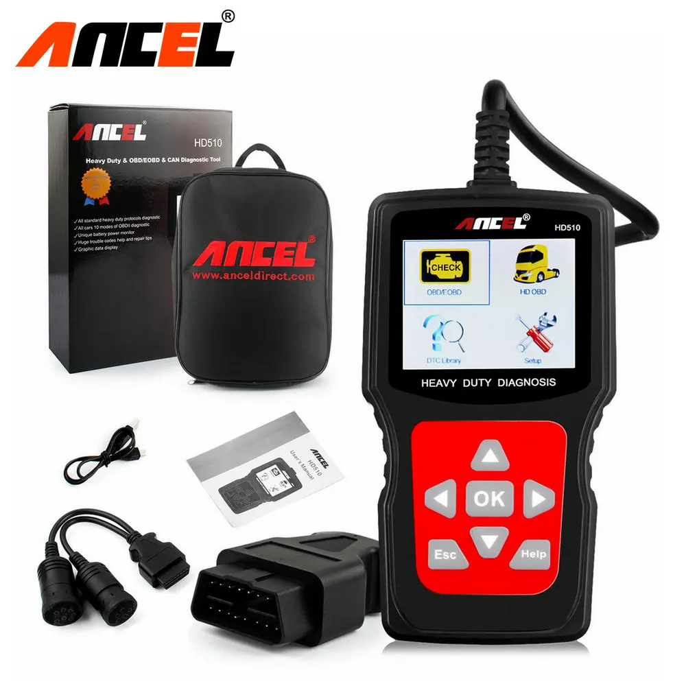 

2017 New Truck Diagnostic Tool Ancel HD510 Heavy Duty Truck Diagnostic Scanner Car Diagnostic 2in1 For Mercedes / SCANIA Trucks