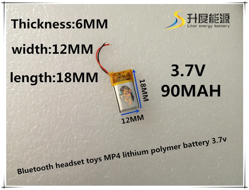 601218 длина 18 Ширина 12 толстый 6/90 мАч Bluetooth гарнитура игрушки MP4 литий полимерный