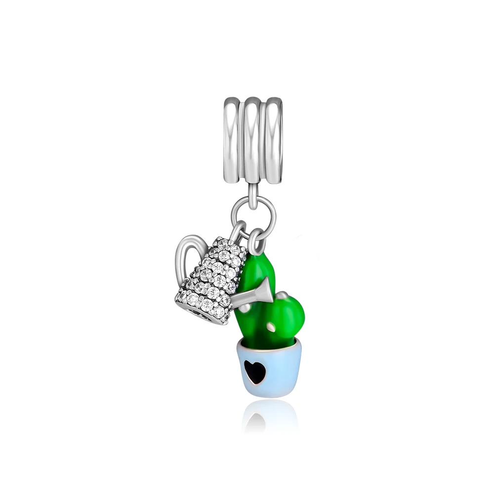 

CKK Beads Potted Plant Cactus Siamese Mushroom Charm Fits Pandora Charm Bracelets Silver 925 Original Bead for Jewelry Making