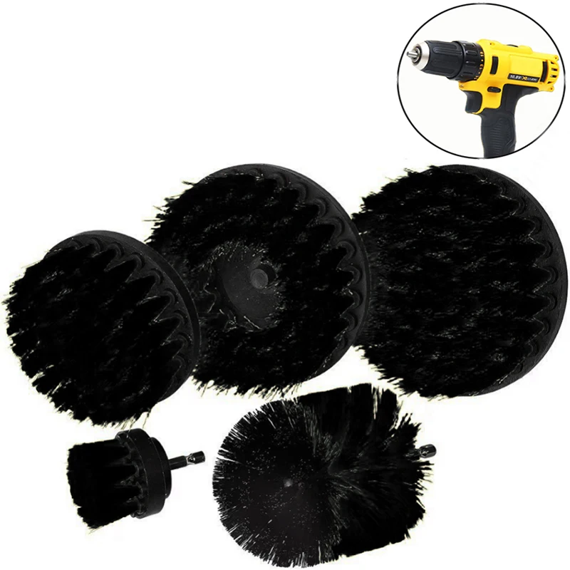 

2 3.5 4 5 inch solid hollow Drill Power Scrub Clean Brush For Leather Plastic Wooden Furniture Cleaning Power Scrub, Black